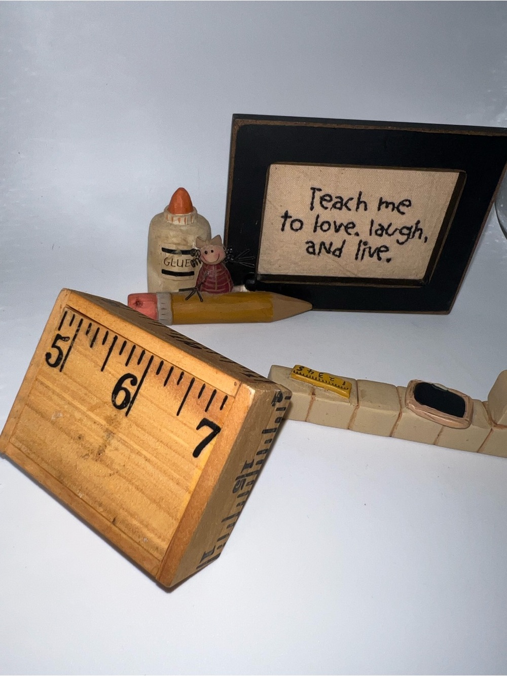 Teacher Desk Decor Set with Ruler Block, Apple & Mini Sign - Picture 7 of 10